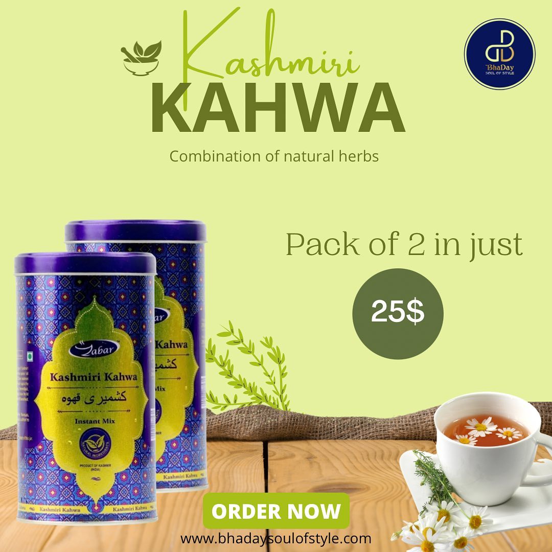 A big discount for all kahwa lovers.
Get 2 boxes of kahwa in the price of 1 
2 kahwa boxes In just:- 25$
Refresh your throat and immune your self with this herbal tea. 
Made in:- Kashmir
Brand:- @bhadaysoulofstyle 
www.bhadaysoulofstyle.com
#kashmirikahwa #kahwa #herbaltea #herbaldrink #australia #bhaday #bhadaysoulofstyle #pure #madewithlove
